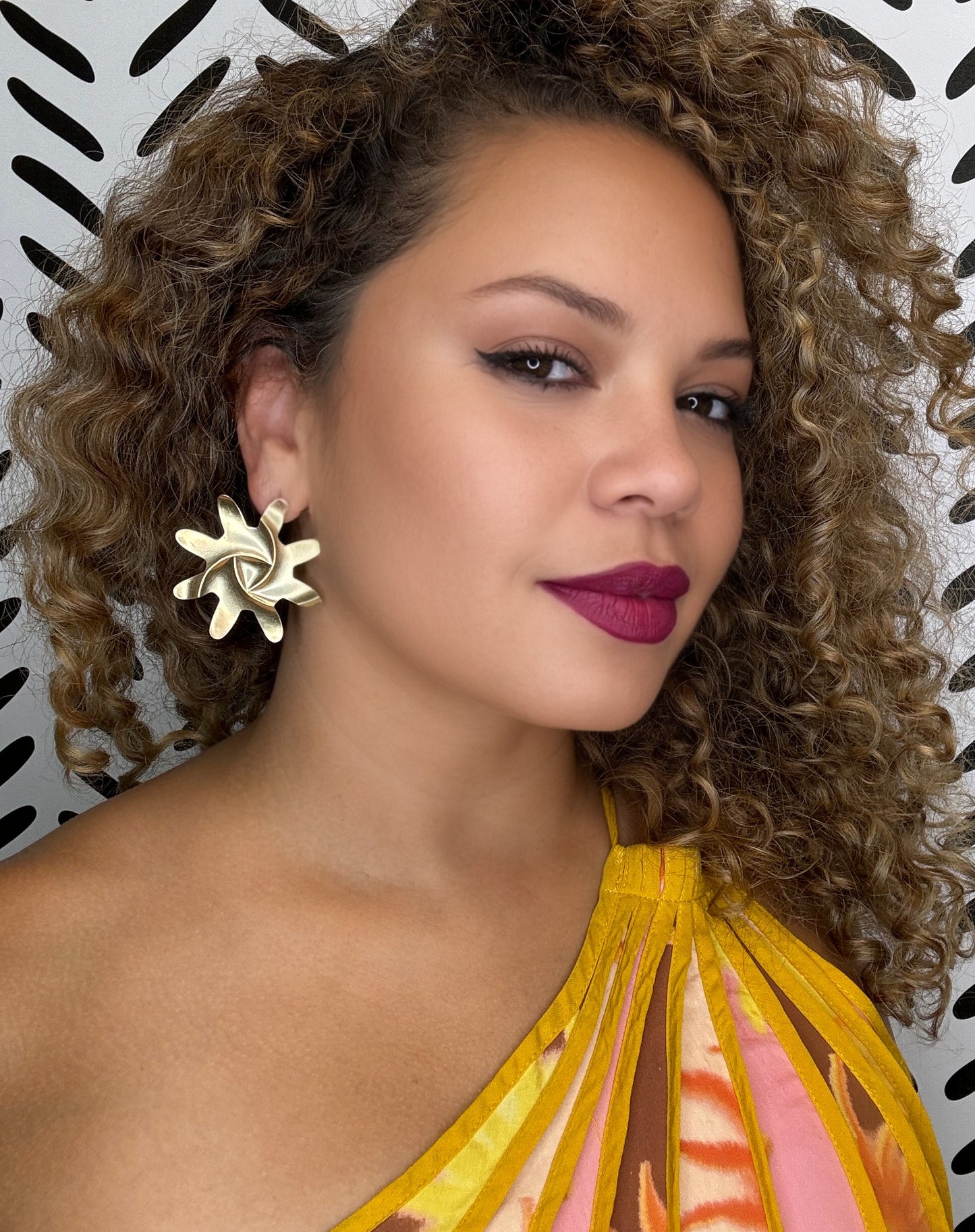 Brass Statement Stud Earrings