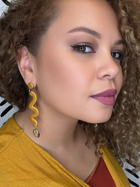 Gold Cowrie Shell Dangles
