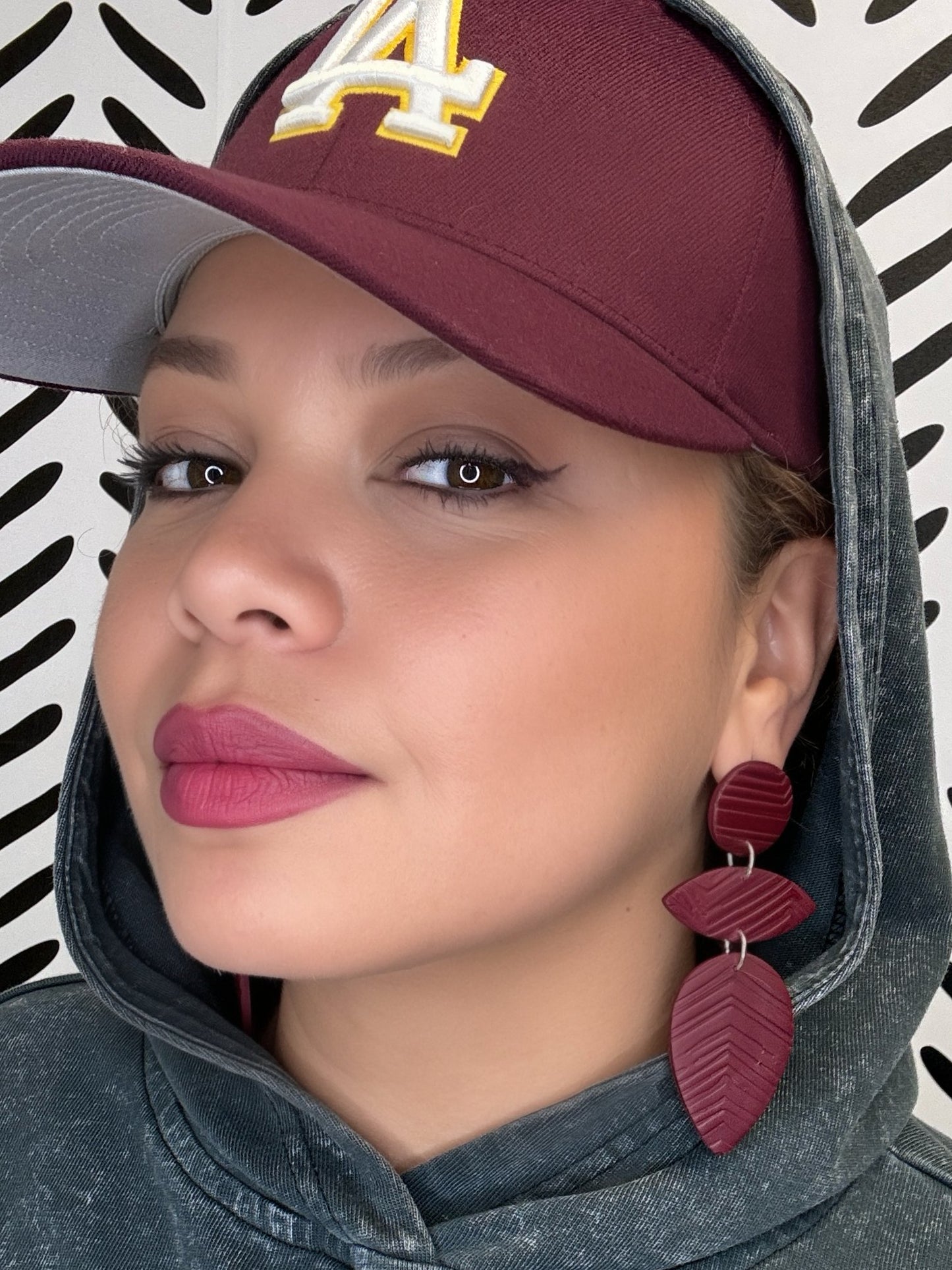 Burgundy Earrings - Statement, Lightweight Burgundy Polymer Clay Earrings