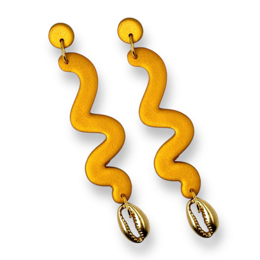 Gold Cowrie Shell Dangles