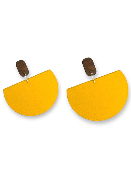 Wooden Yellow Statement Stud
