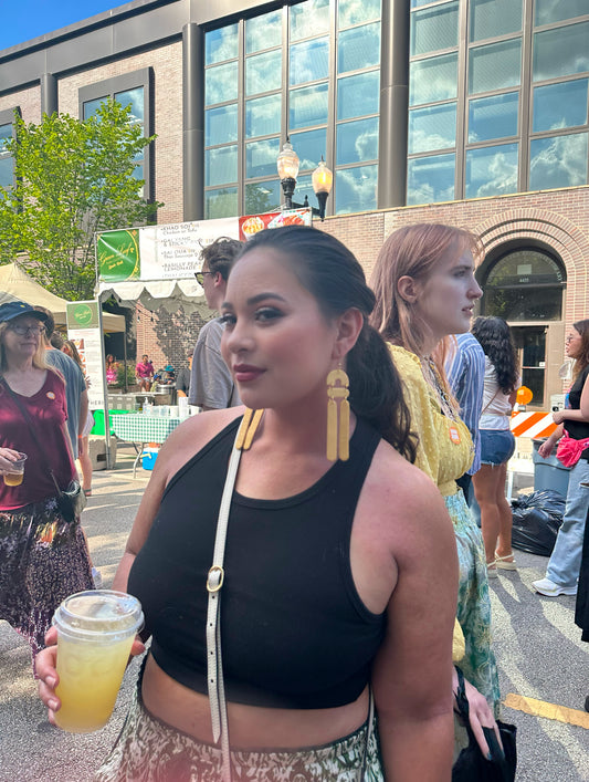 STONEHENGE (Black) - Long Polymer Clay Earrings