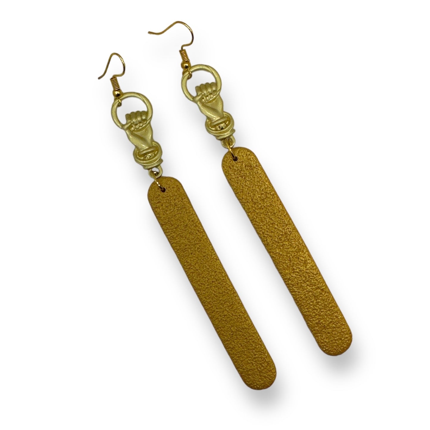 Resist- Gold Fist Polymer Clay Earrings