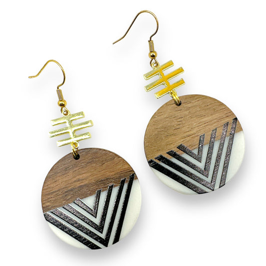 Wood, Acrylic and metal Dangle Earrings