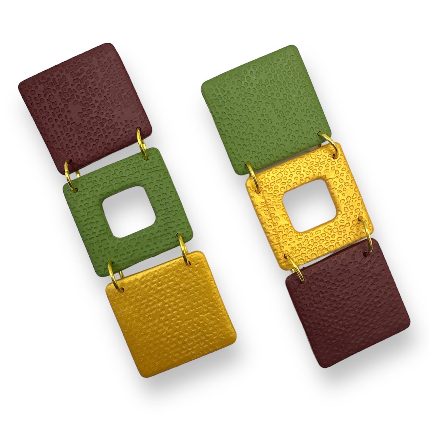 Blockchain- Rounded square Statement Earrings