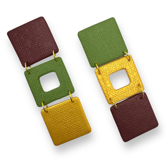 Blockchain- Rounded square Statement Earrings