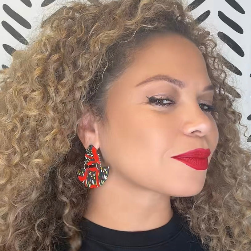 Trina - Multi Colored Polymer Clay Stud