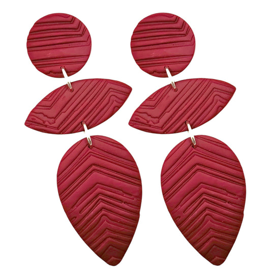 Burgundy Earrings - Statement, Lightweight Burgundy Polymer Clay Earrings