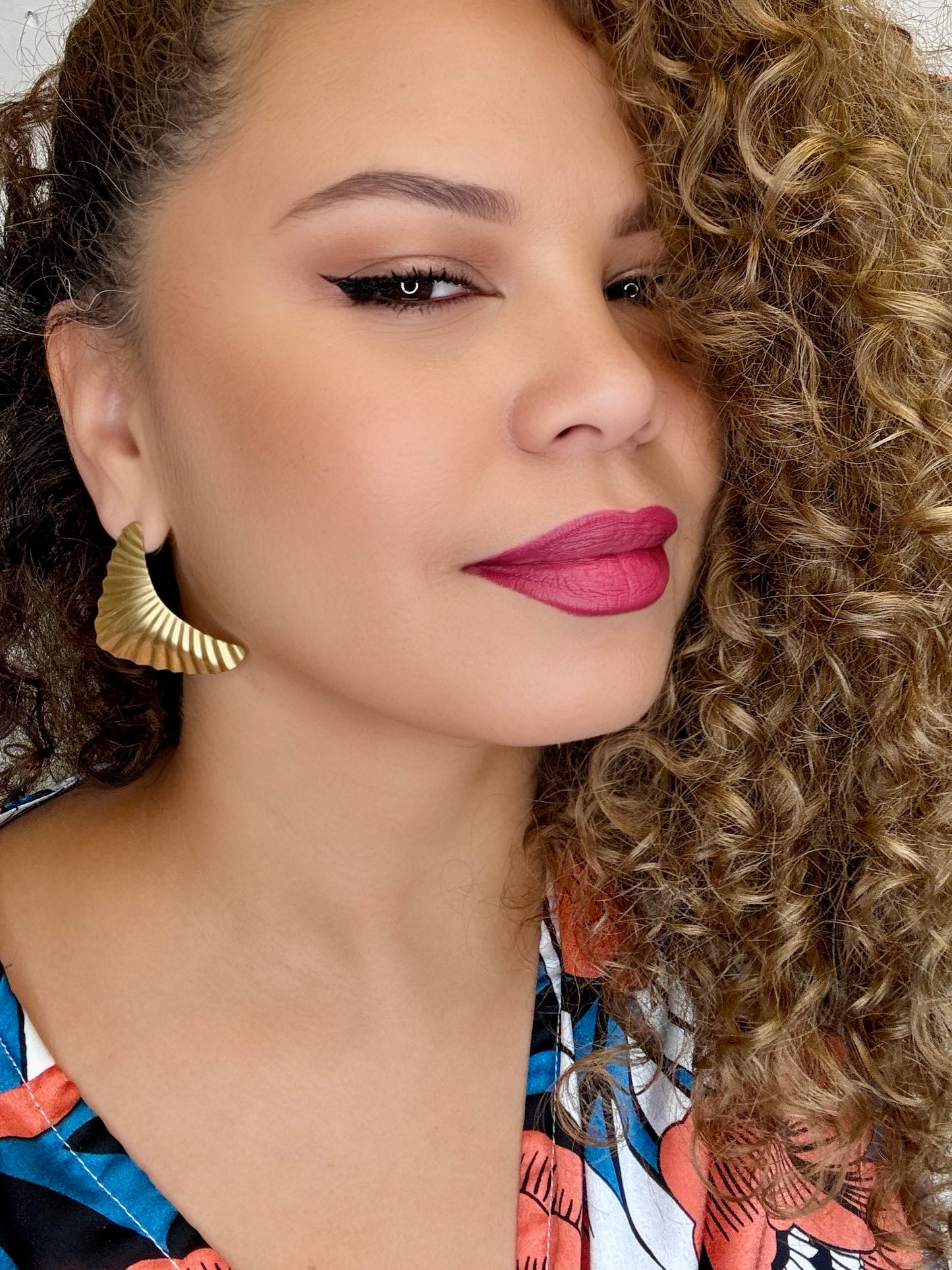 Vintage Brass Fan Earrings