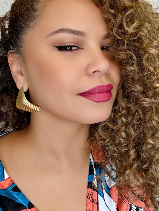 Vintage Brass Fan Earrings