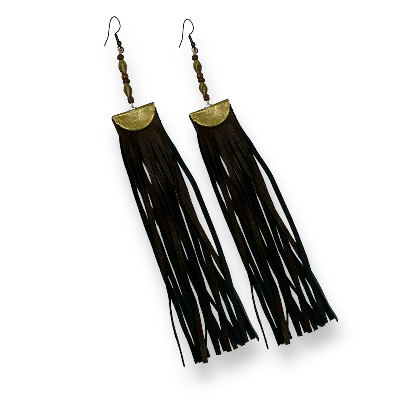 Jessie- Long Brown Tassel Earrings