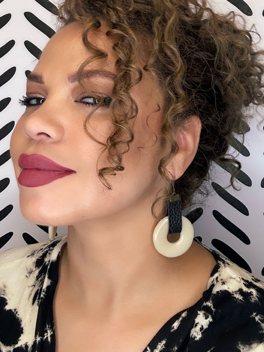 Cecelia- Acrylic and Faux Leather Dangles