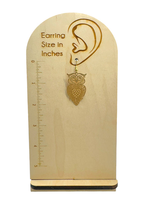 Wisdom - Laser Cut Gold or Silver Owl Dangle Earrings