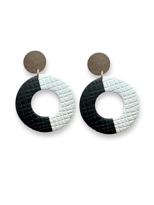 Black White and Brown Statement Stud