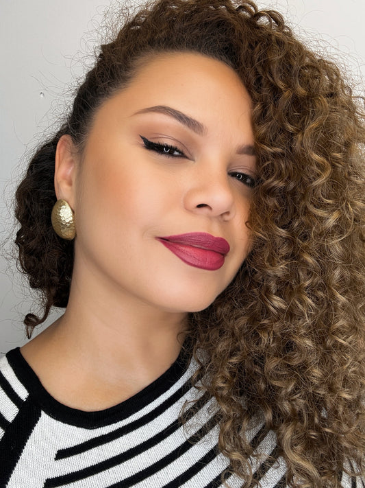 Hammered Brass Statement Stud Earrings