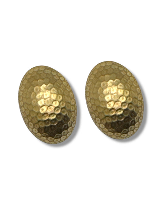 Hammered Brass Statement Stud Earrings