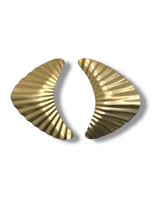 Vintage Brass Fan Earrings