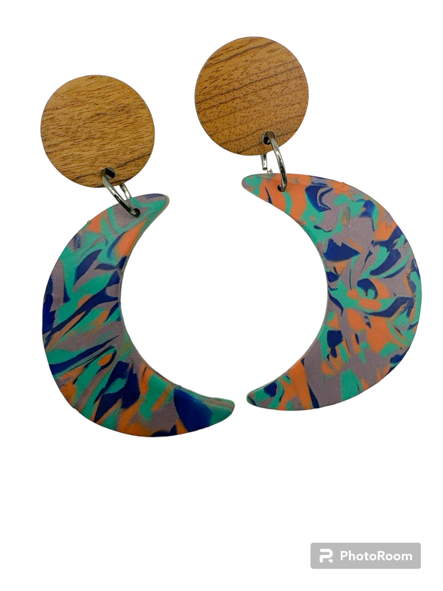 Moonshine- Handmade polymer clay and wood earrings