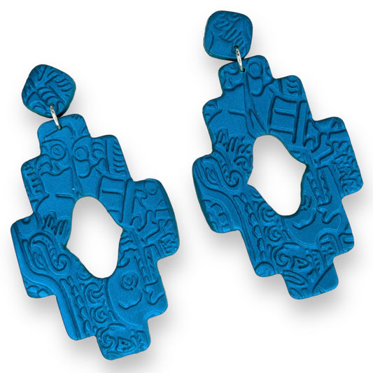 REINA (BLUE) - Blue Large Statement Earrings