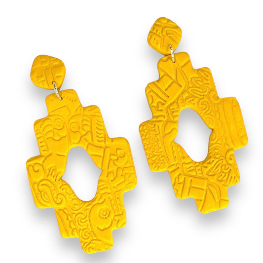REINA (YELLOW) - Yellow Large Statement Earrings