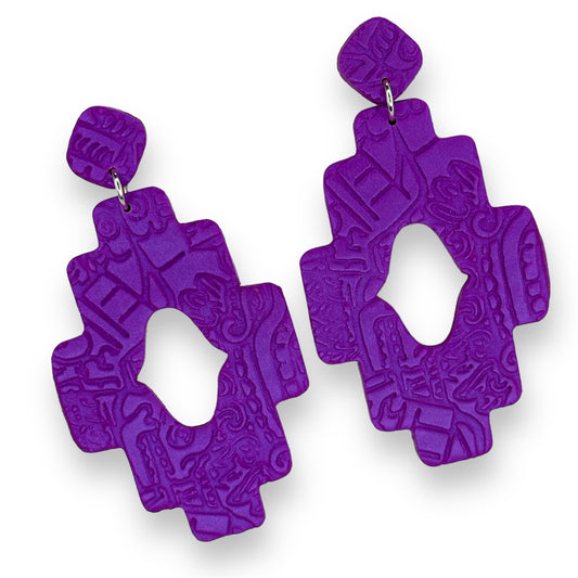 REINA (PURPLE) - Purple Large Statement Earrings