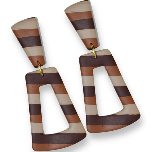 REECE (Neutrals) - Brown Statement Earrings