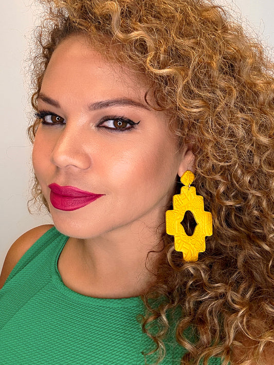 REINA (YELLOW) - Yellow Large Statement Earrings