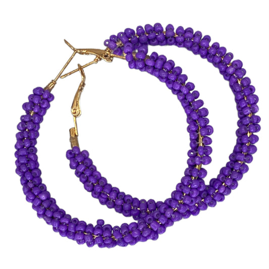 PETINA (PURPLE) - Purple Beaded Hoops