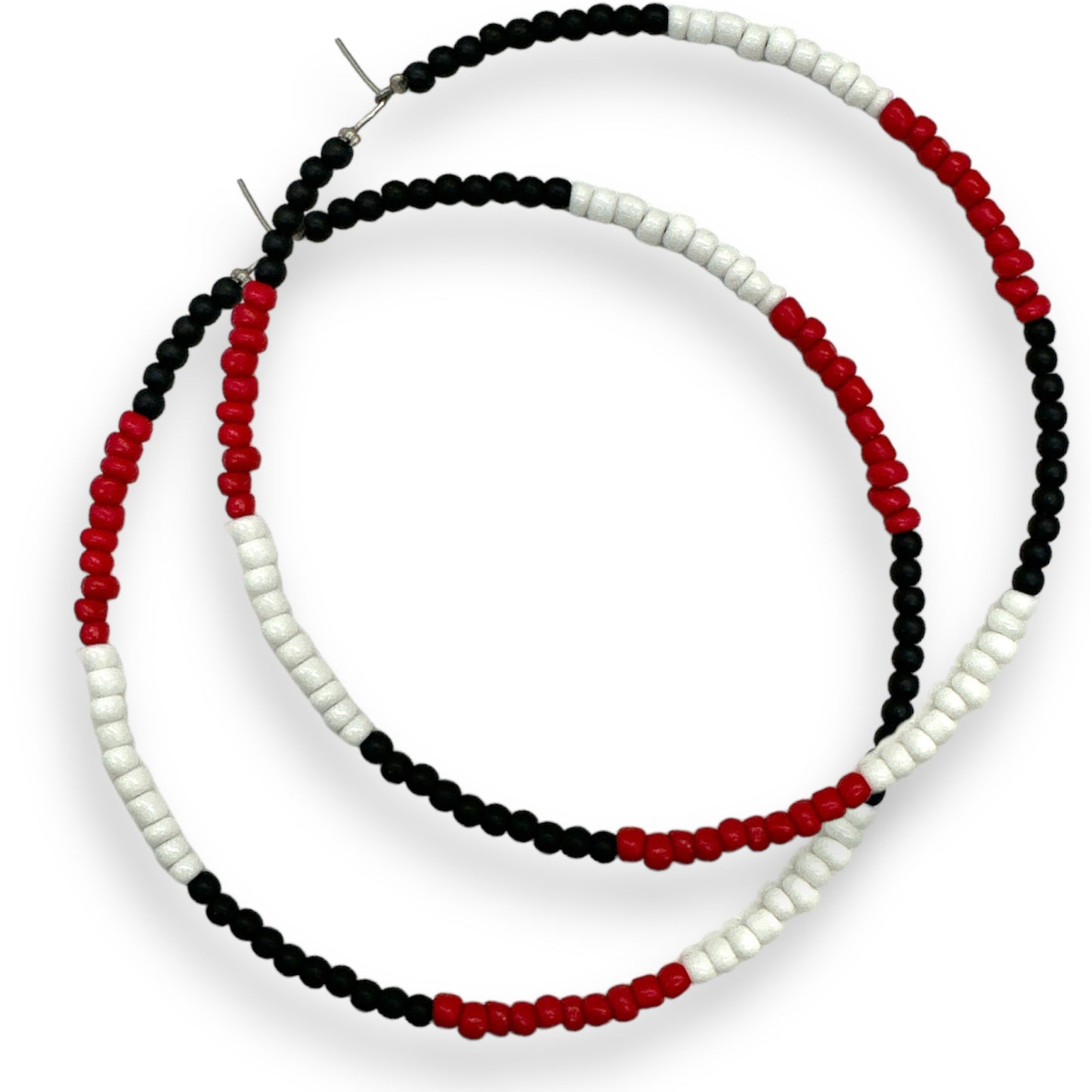 Extra Large Red Black and White Hoop Earrings