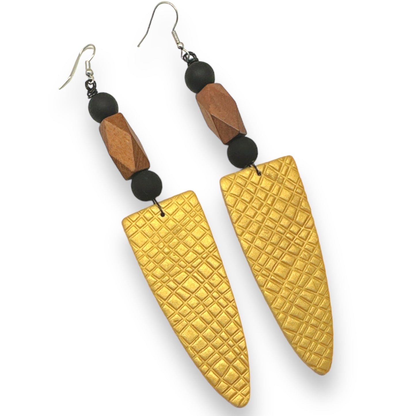 Havana - Gold and Black Polymer Clay Dangle Earrings