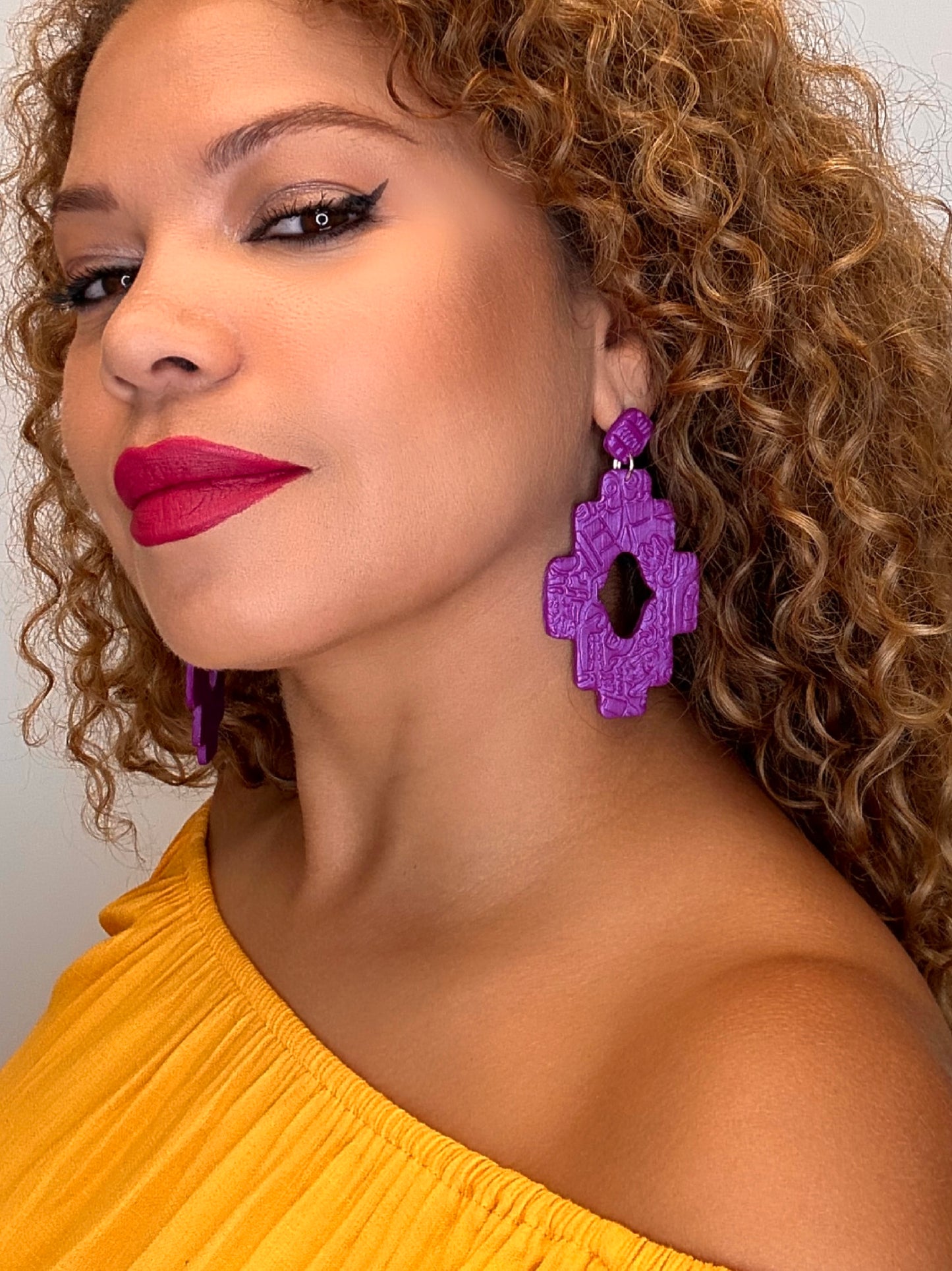 REINA (PURPLE) - Purple Large Statement Earrings