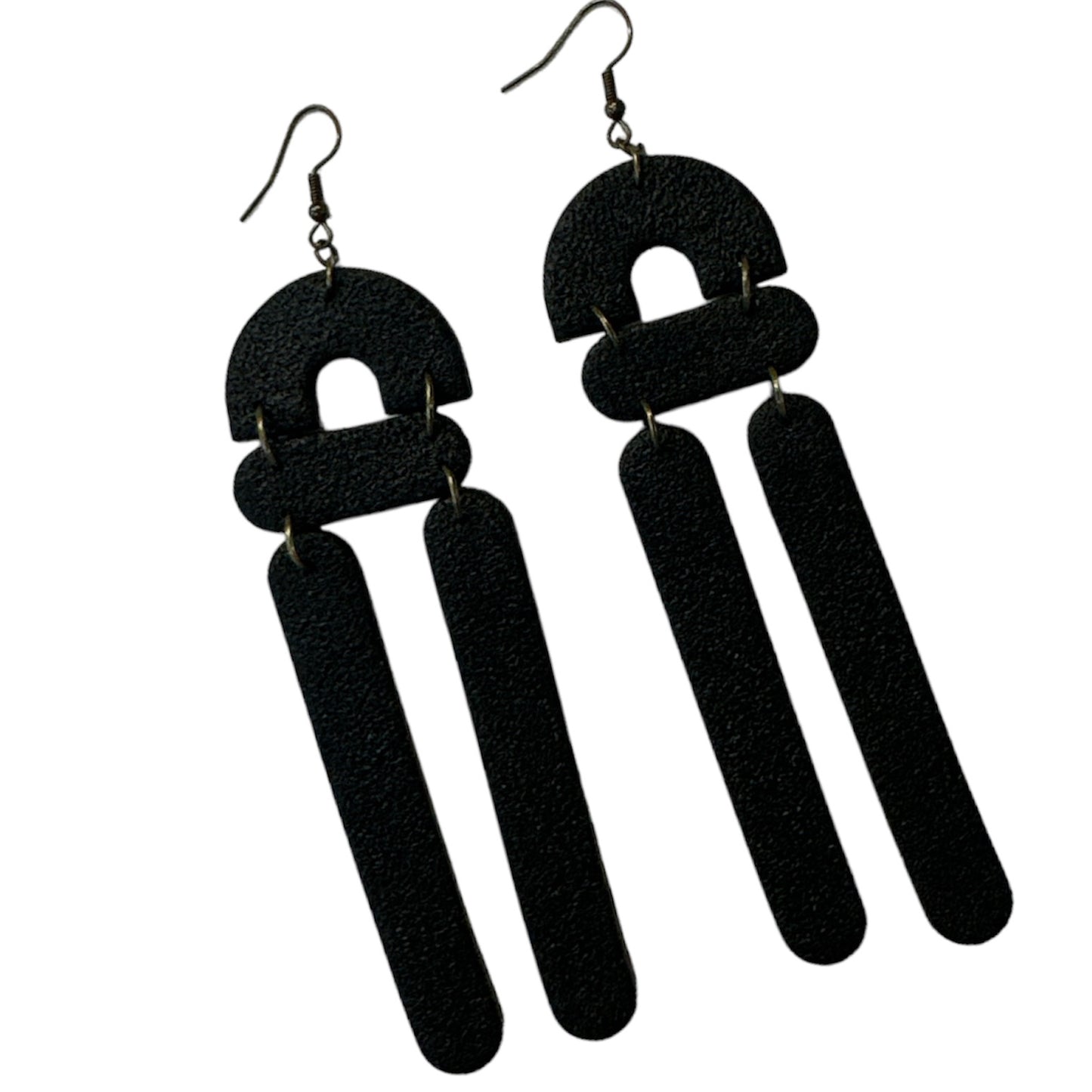 STONEHENGE (Black) - Long Polymer Clay Earrings