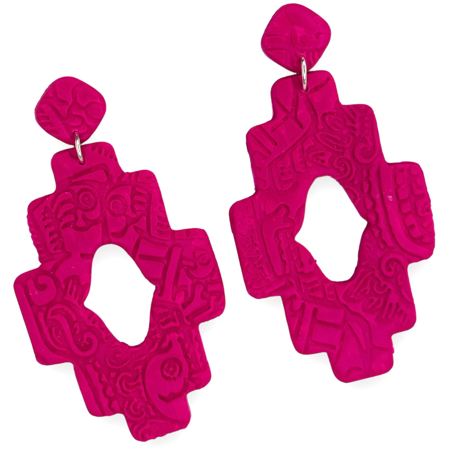 REINA (PINK) - Large Pink Statement Earrings