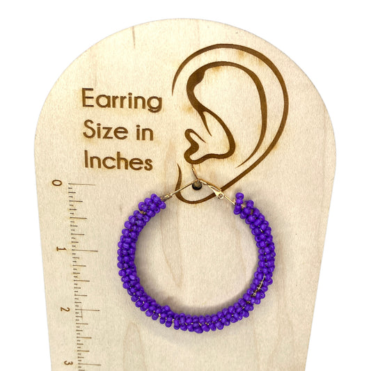 PETINA (PURPLE) -  Purple Beaded Hoops