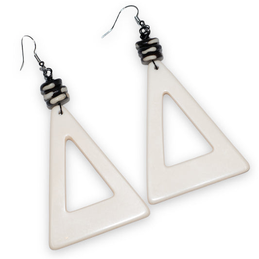 EVIE (DANGLE) - Triangular Dangle Black and Ivory Earrings